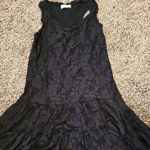 Ginger G Black Sleeveless Ruffled Tiered Midi Dress for Night Out